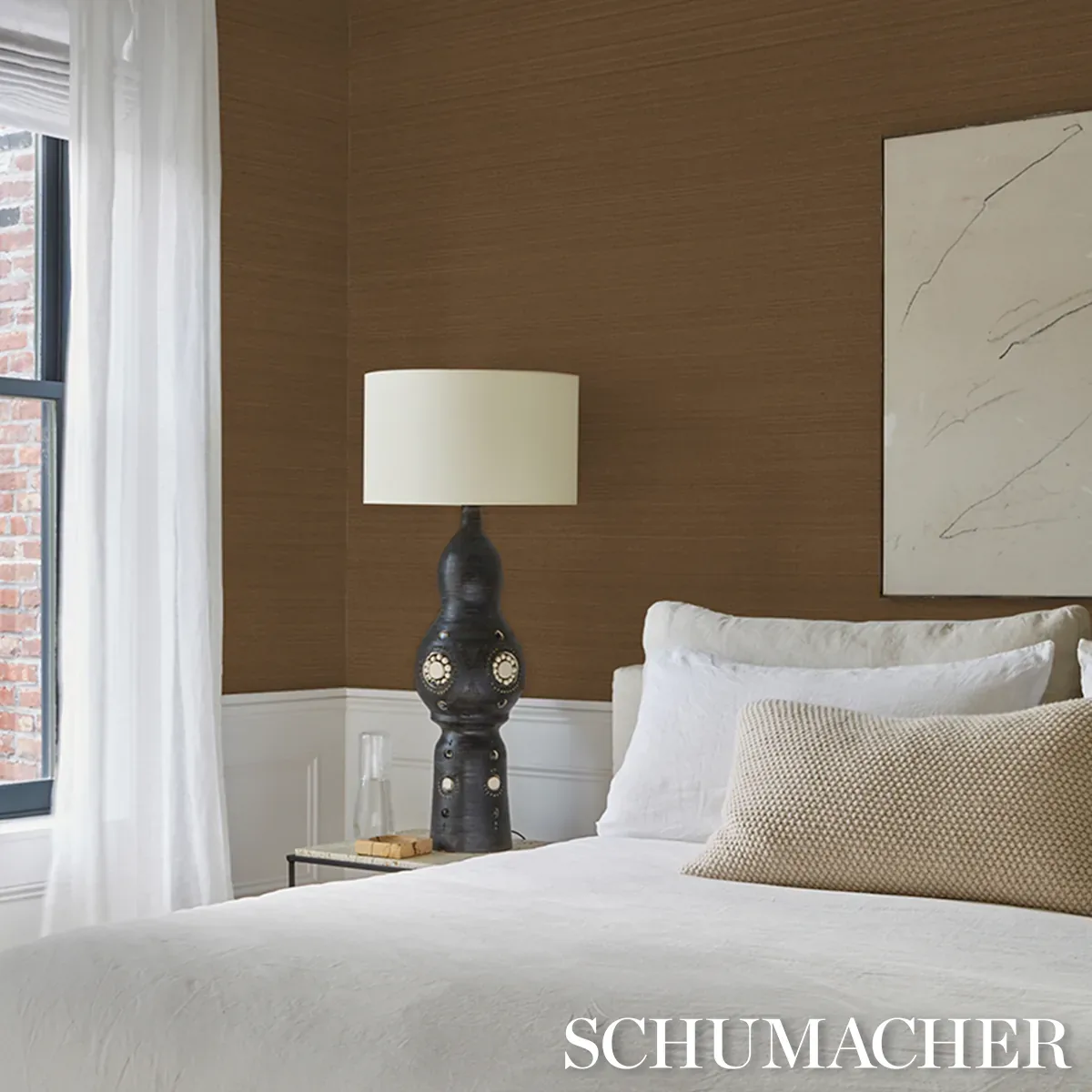 MUSA ABACA WALLCOVERING TOFFEE Schumacher Wallpaper wallpaper - SKU 5016875