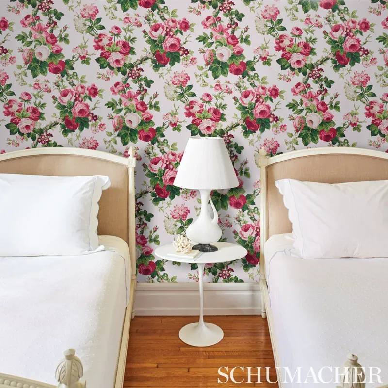 NANCY FLORAL - GRISAILLE Schumacher Wallpaper | Wallpaper Tw NANCY FLORAL GRISAILLE Schumacher Wallpaper wallpaper - SKU 5010841