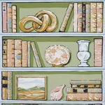 Schumacher NATALIE’S LIBRARY - CELADON Wallpaper | Buy Online Schumacher NATALIE’S LIBRARY wallpaper, color CELADON, SKU 5014730