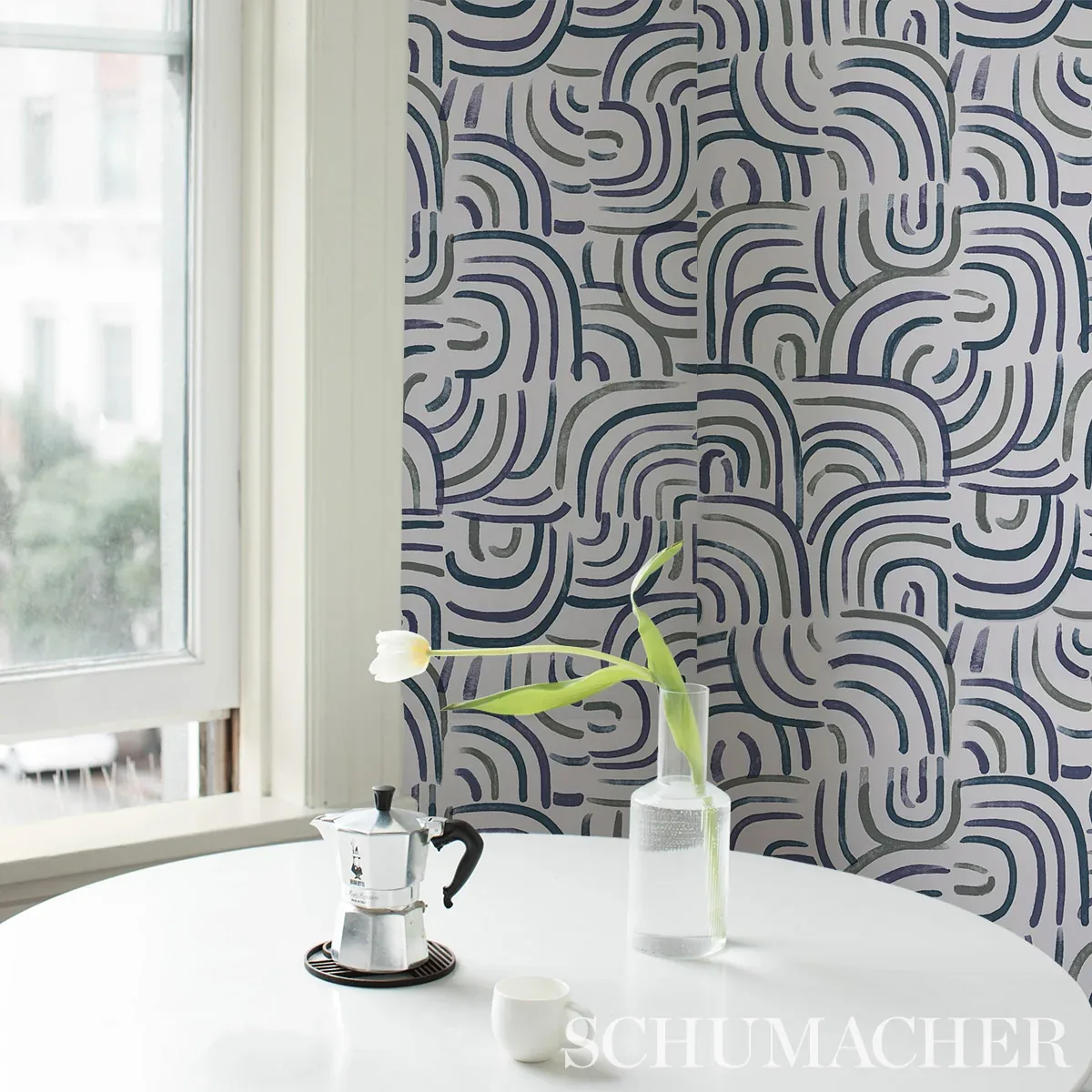 NEW BEAT BLUE & GREEN Schumacher Wallpaper wallpaper - SKU 5013690