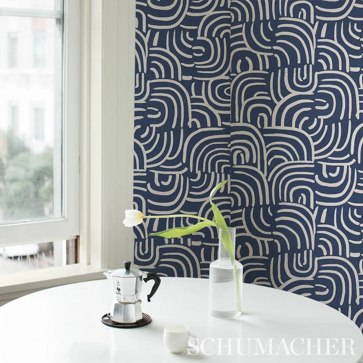 NEW BEAT DARK BLUE Schumacher Wallpaper wallpaper - SKU 5013691