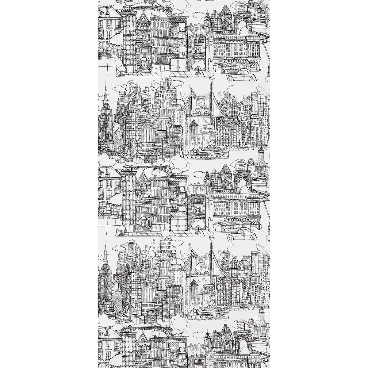 NEW YORK  NEW YORK BLACK ON WHITE Schumacher Wallpaper wallpaper - SKU 2705530