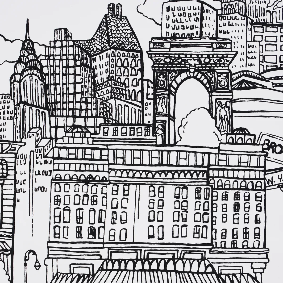 NEW YORK NEW YORK - BLACK ON WHITE Schumacher Wallpaper | W NEW YORK NEW YORK BLACK ON WHITE Schumacher Wallpaper wallpaper - SKU 2705530