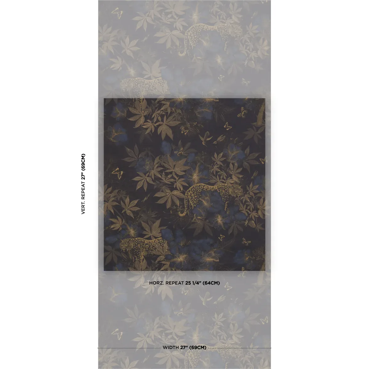 NOCTURNUM INDIGO & OCHRE Schumacher Wallpaper wallpaper - SKU 5017571