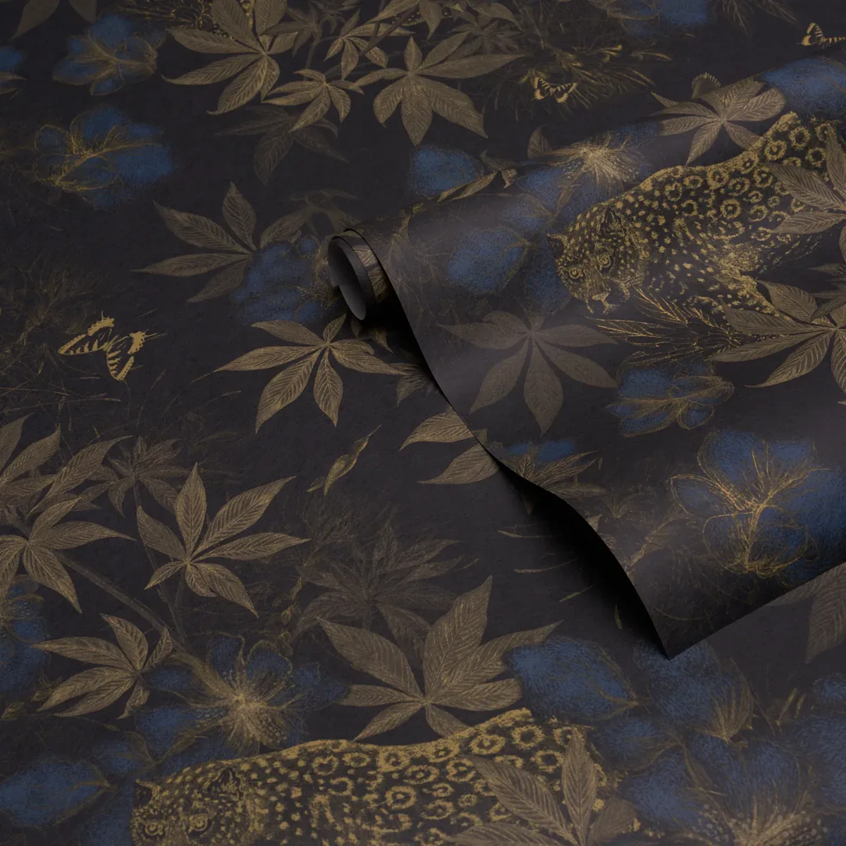 NOCTURNUM - INDIGO & OCHRE Schumacher Wallpaper | Wallpaper NOCTURNUM INDIGO & OCHRE Schumacher Wallpaper wallpaper - SKU 5017571