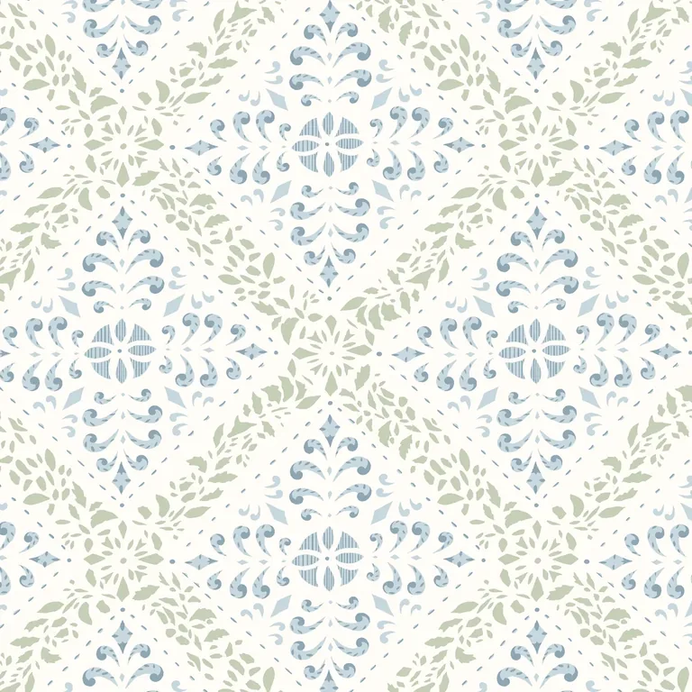 Schumacher NYBORG wallpaper, color BLUE AND GREEN, SKU 4516