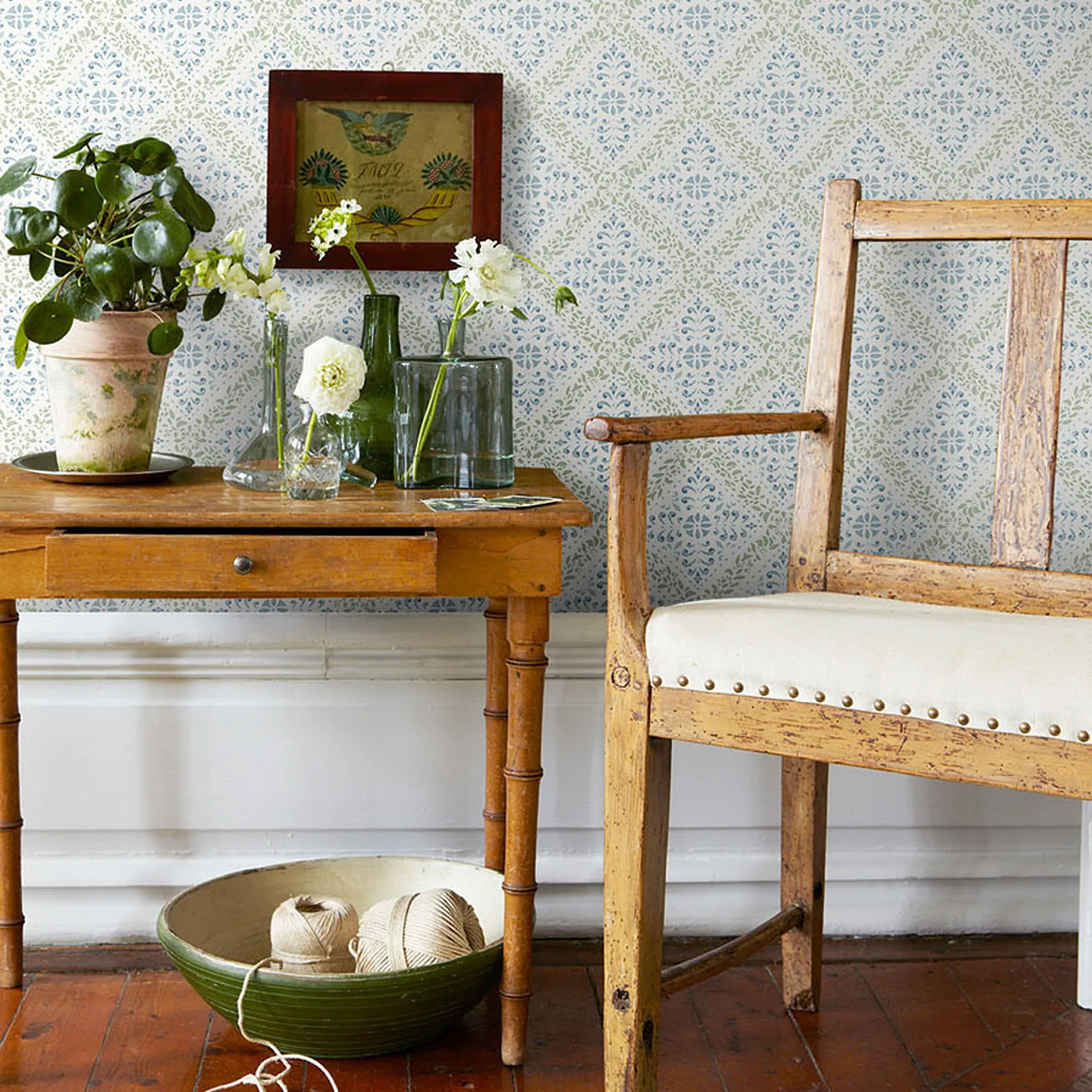 NYBORG BLUE AND GREEN Schumacher Wallpaper wallpaper - SKU 4516