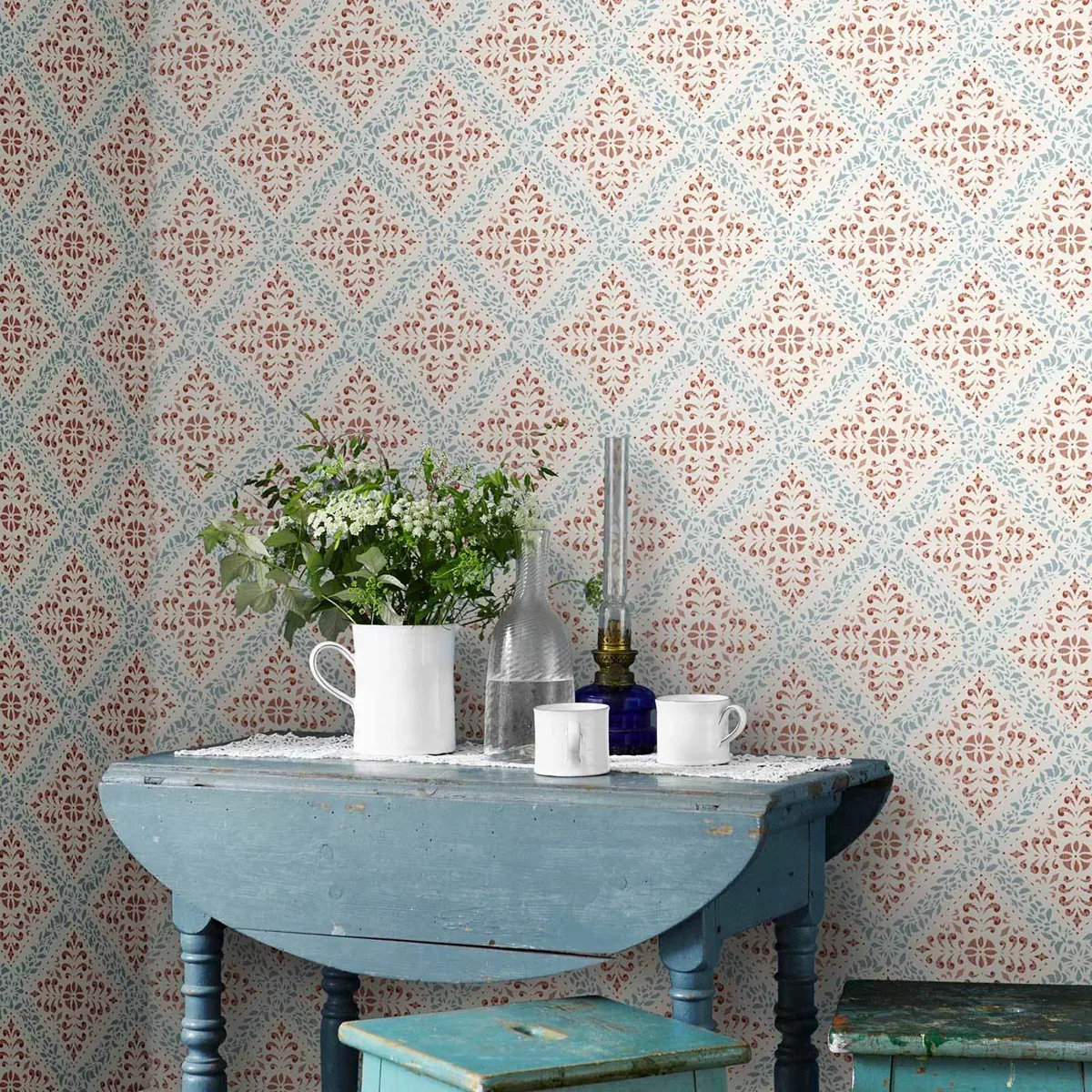 NYBORG BLUE AND RED Schumacher Wallpaper wallpaper - SKU 4514