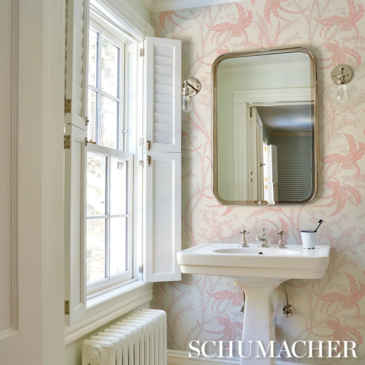 OCEAN TOILE - CORAL Schumacher Wallpaper | Wallpaper Twins OCEAN TOILE CORAL Schumacher Wallpaper wallpaper - SKU 5008723