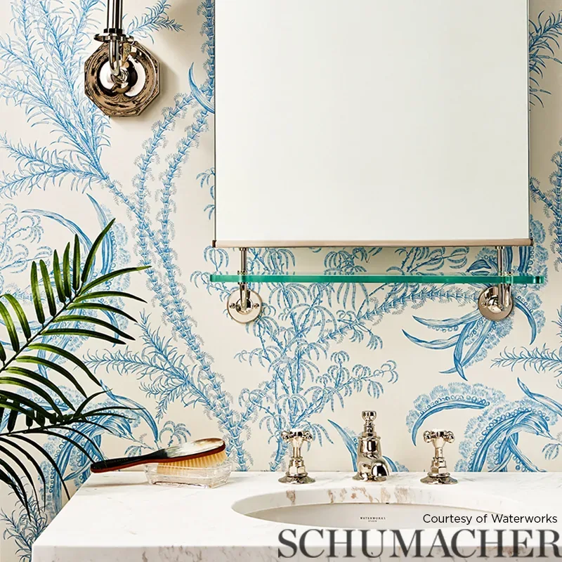 OCEAN TOILE DELFT Schumacher Wallpaper wallpaper - SKU 5008720