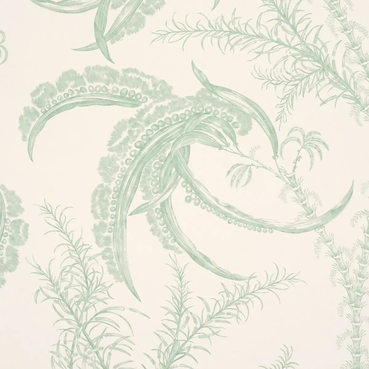 OCEAN TOILE EUCALYPTUS ON LINEN Schumacher Wallpaper wallpaper - SKU 5008721