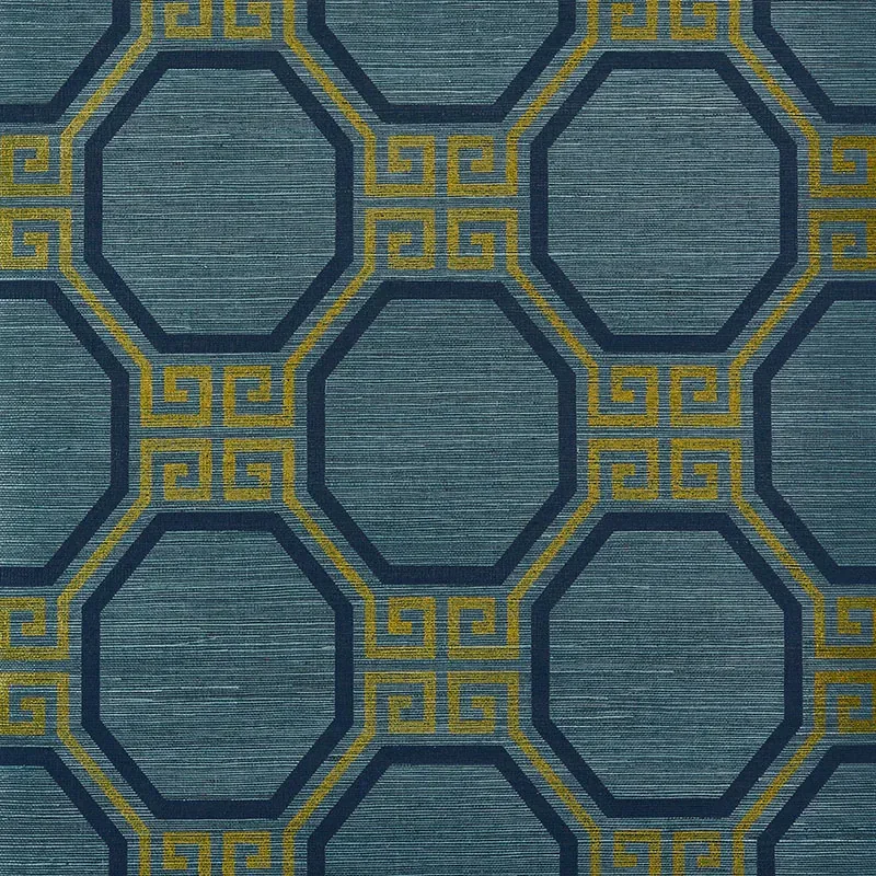 OCTAVIA SISAL PEACOCK Schumacher Wallpaper wallpaper - SKU 5008932