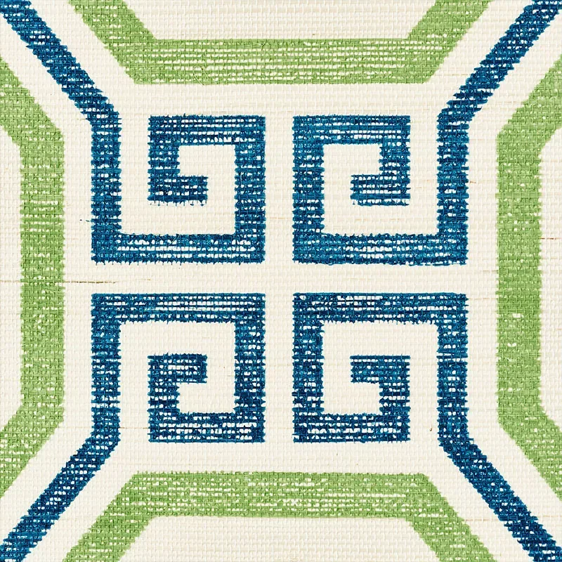 OCTAVIA SISAL TURQUOISE & PALM Schumacher Wallpaper wallpaper - SKU 5008931
