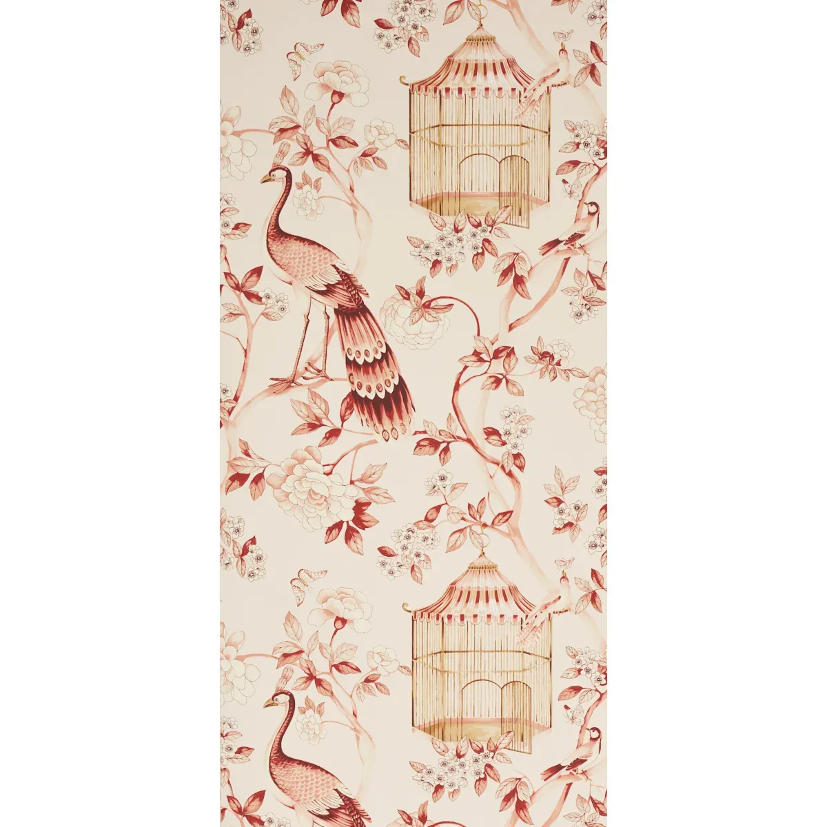 Oiseaux Et Fleurs CINNABAR Schumacher Wallpaper wallpaper - SKU 5004082