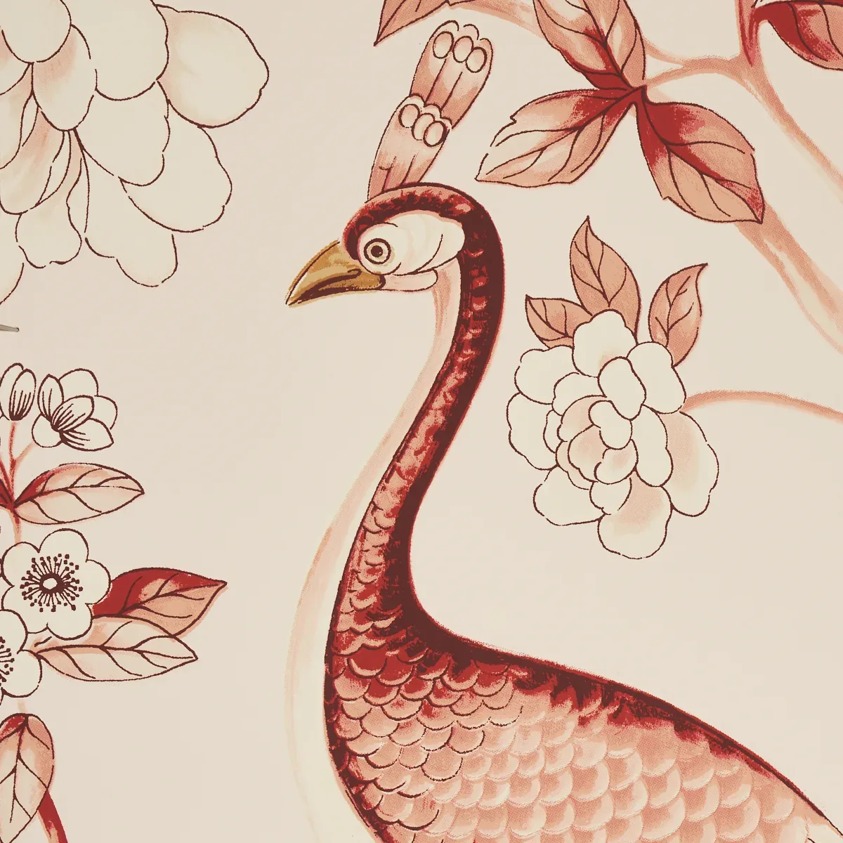 Oiseaux Et Fleurs CINNABAR Schumacher Wallpaper wallpaper - SKU 5004082