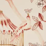 Oiseaux Et Fleurs CINNABAR Schumacher Wallpaper wallpaper - SKU 5004082