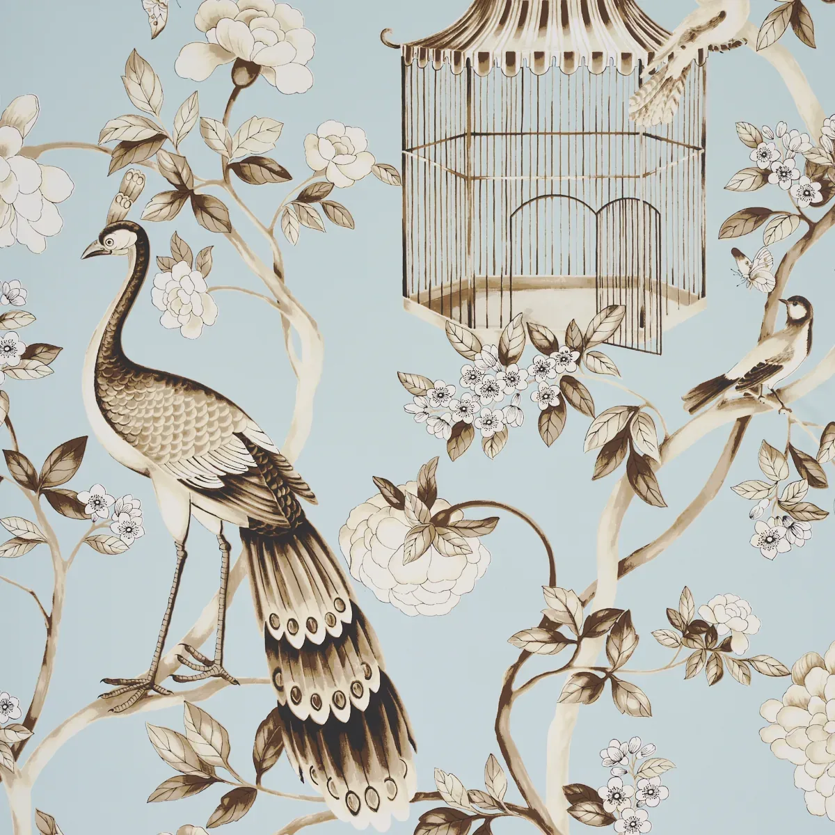 OISEAUX ET FLEURS MINERAL Schumacher Wallpaper wallpaper - SKU 5004080