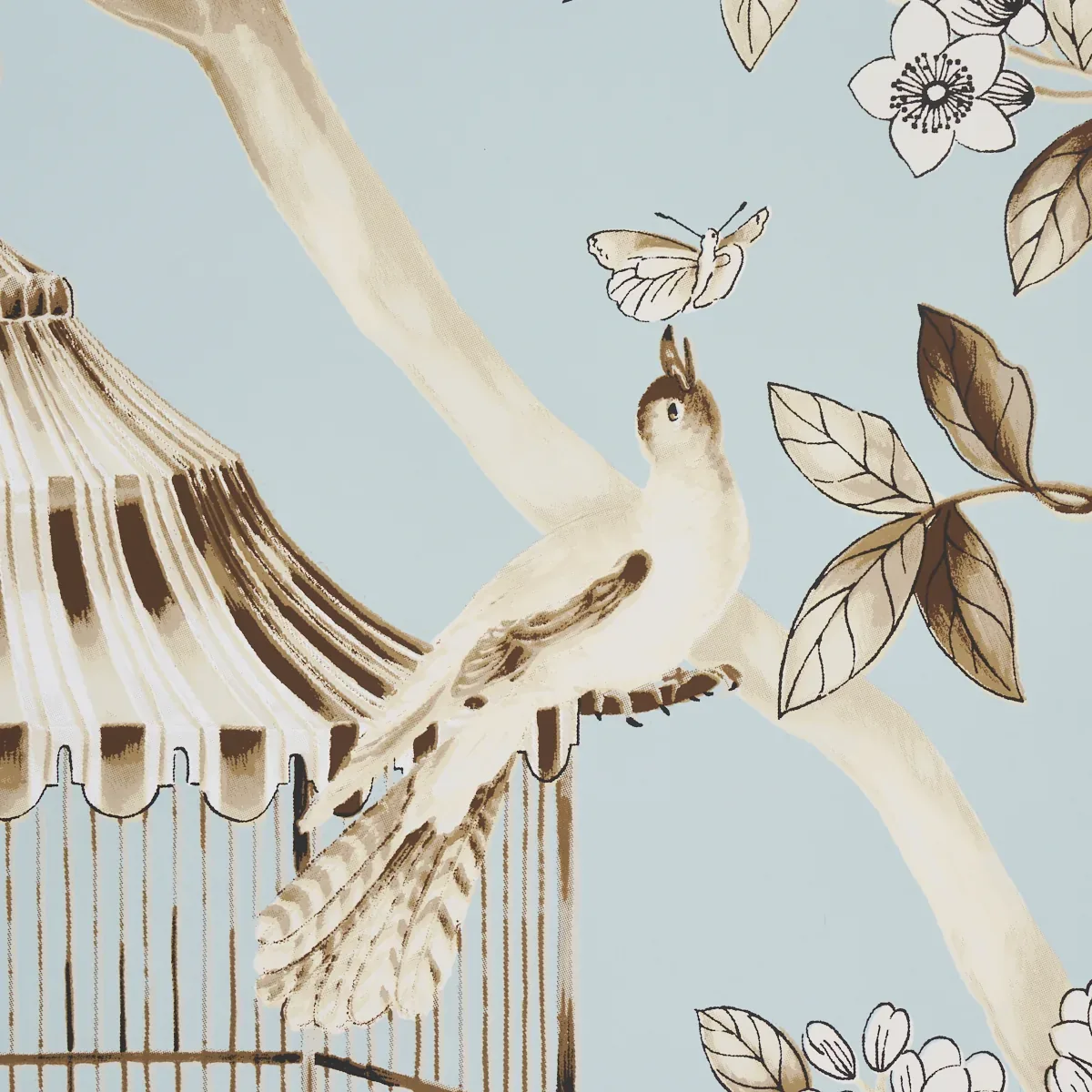 OISEAUX ET FLEURS MINERAL Schumacher Wallpaper wallpaper - SKU 5004080
