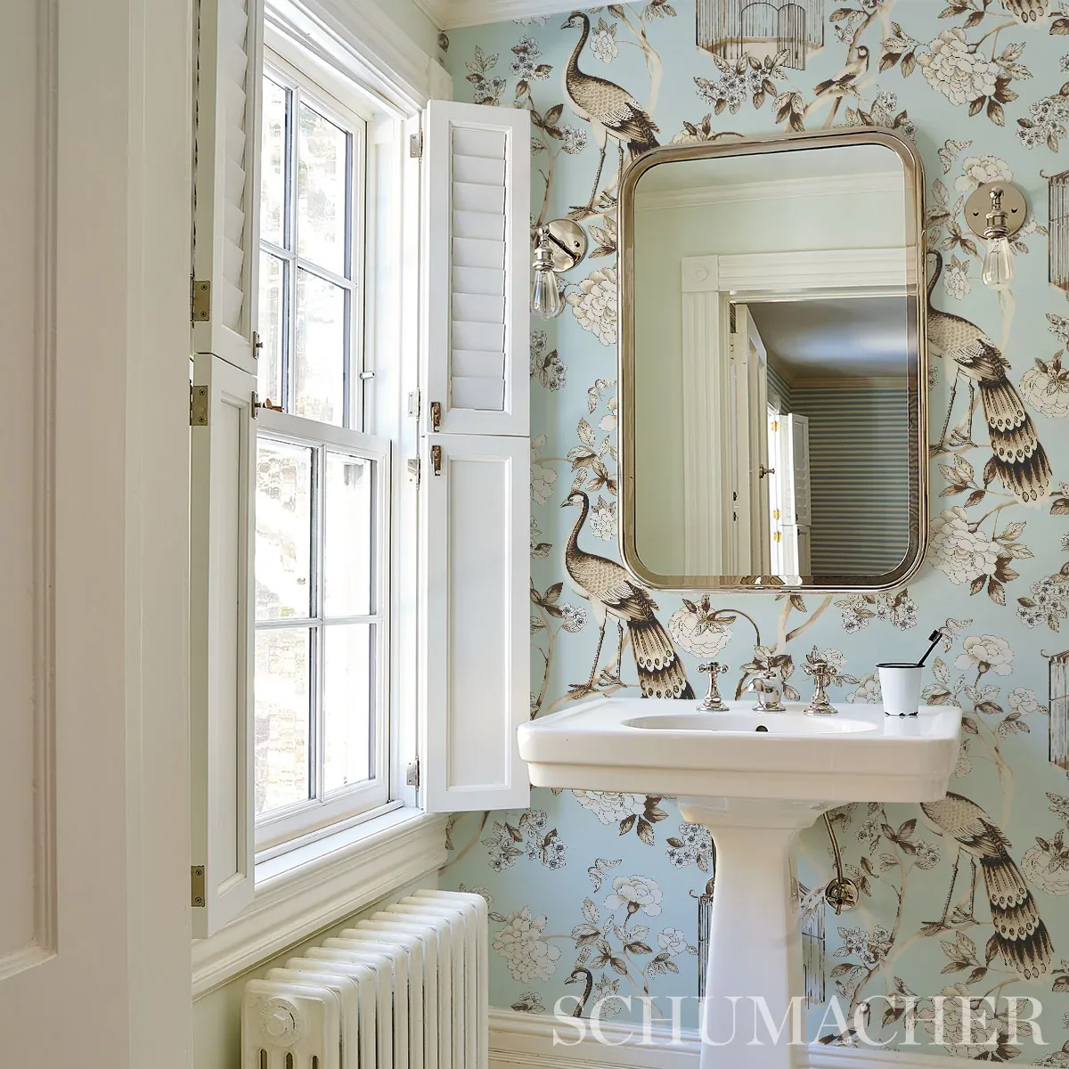 OISEAUX ET FLEURS MINERAL Schumacher Wallpaper wallpaper - SKU 5004080