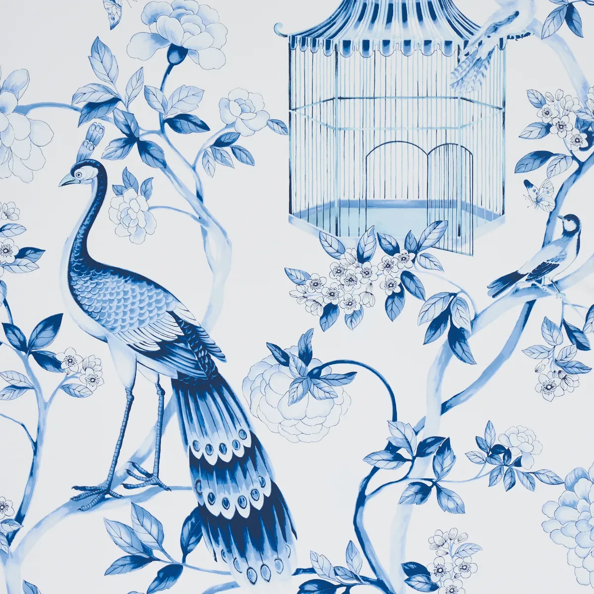 OISEAUX ET FLEURS PORCELAIN Schumacher Wallpaper wallpaper - SKU 5004081