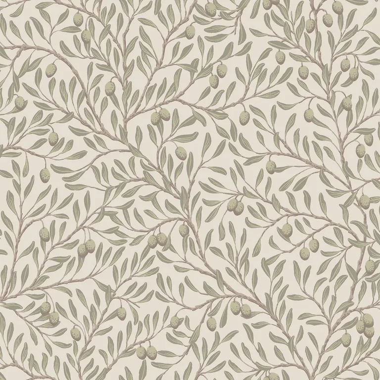 Schumacher OLIVTRÄD wallpaper, color LEAF AND IVORY, SKU 5705