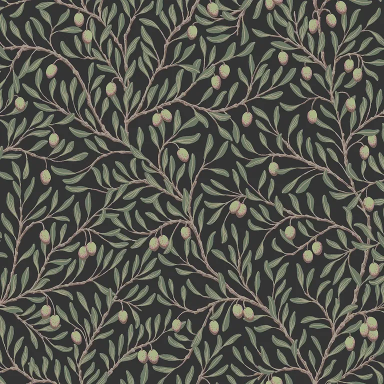 Schumacher OLIVTRÄD wallpaper, color SPRUCE AND MIDNIGHT, SKU 5706