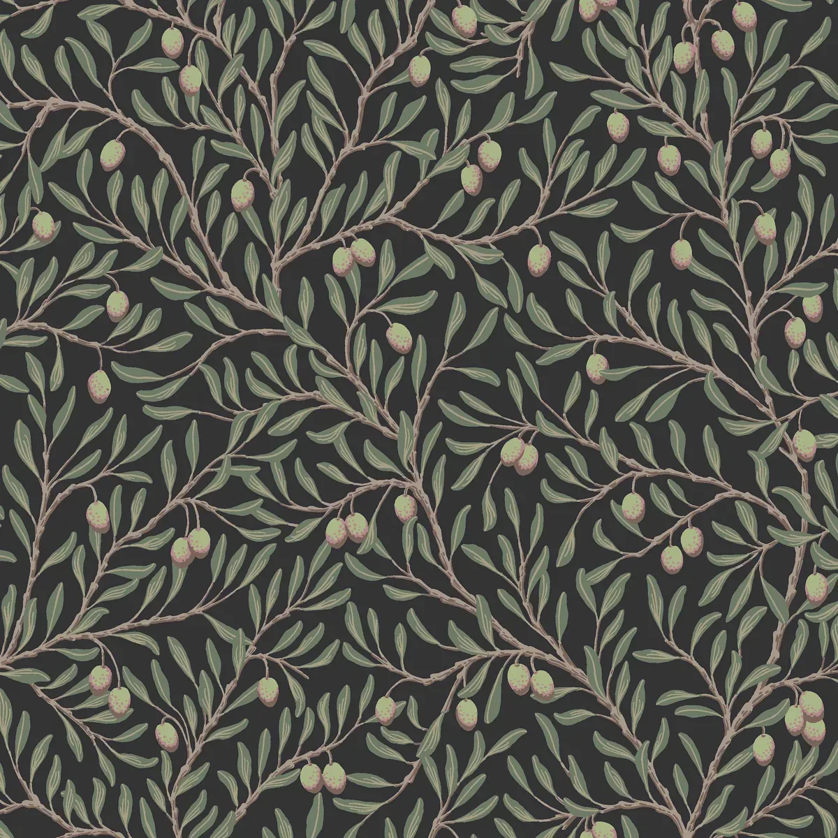 OLIVTRÄD SPRUCE AND MIDNIGHT Schumacher Wallpaper wallpaper - SKU 5706