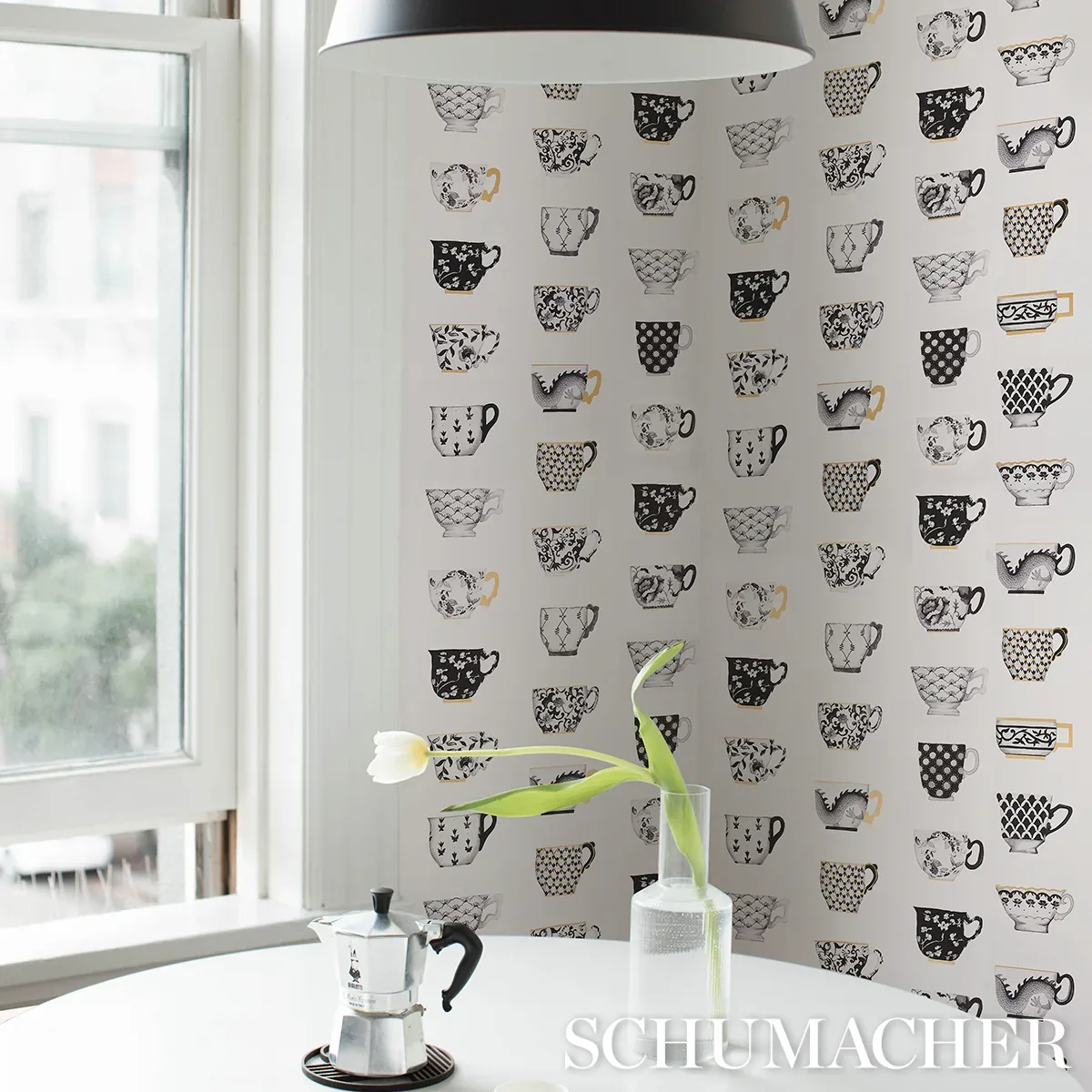 ONIE'S TEACUPS - INK Schumacher Wallpaper | Wallpaper Twins ONIE'S TEACUPS INK Schumacher Wallpaper wallpaper - SKU 5014780