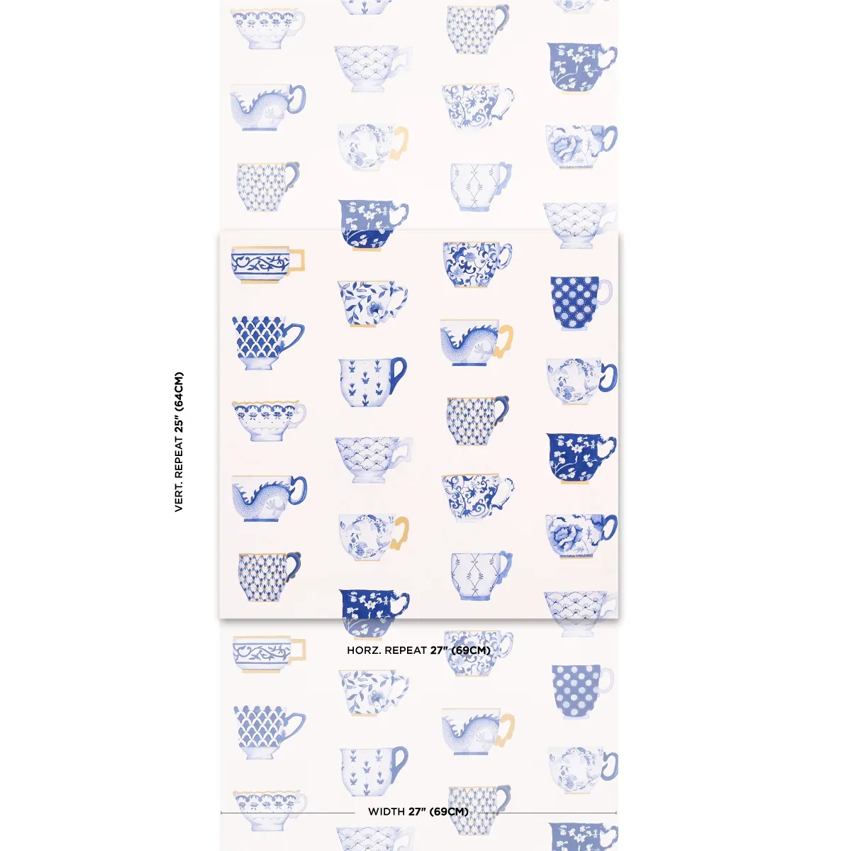 ONIE'S TEACUPS PORCELIN Schumacher Wallpaper wallpaper - SKU 5014782