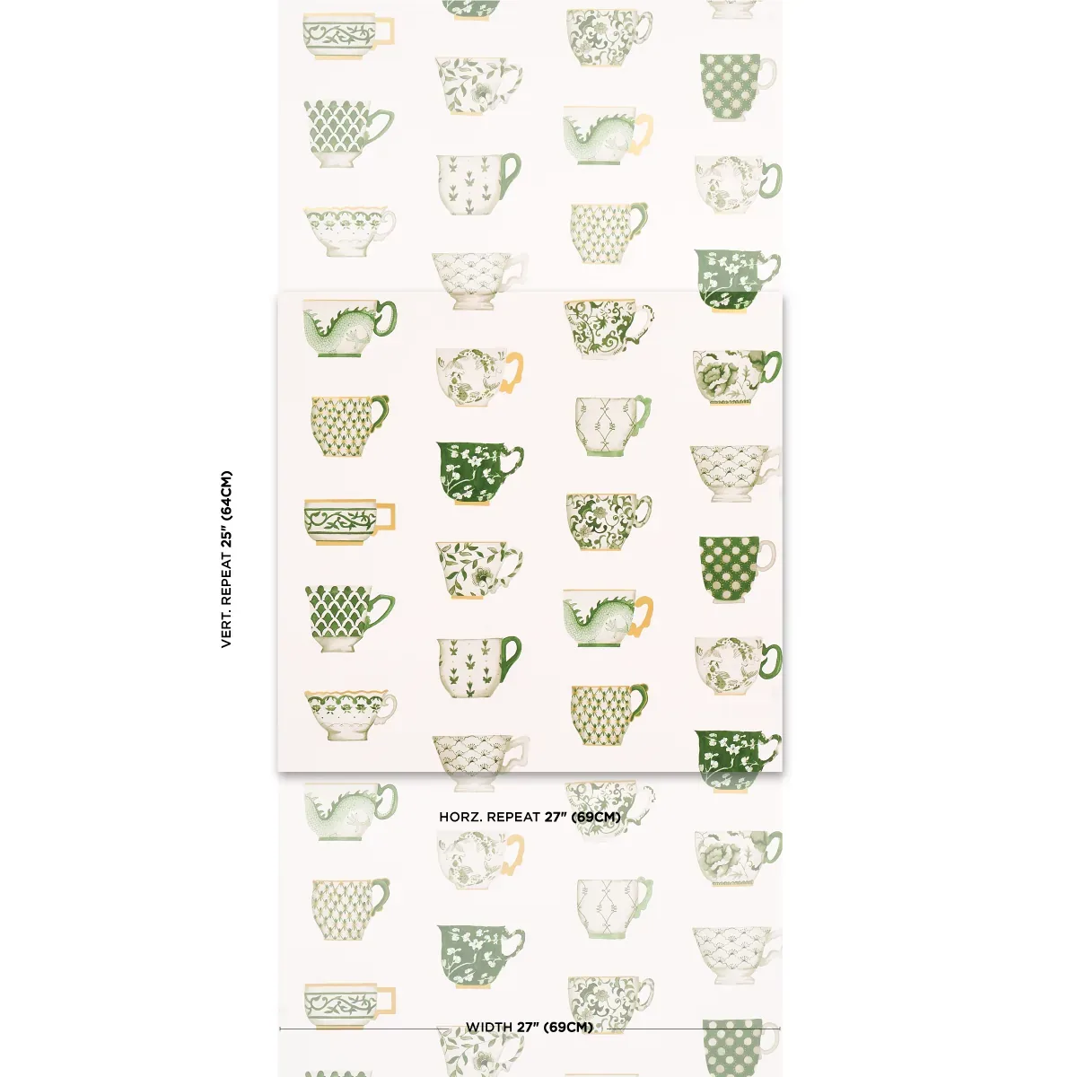 ONIE'S TEACUPS SPRING GREEN Schumacher Wallpaper wallpaper - SKU 5014781