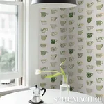 ONIE'S TEACUPS SPRING GREEN Schumacher Wallpaper wallpaper - SKU 5014781