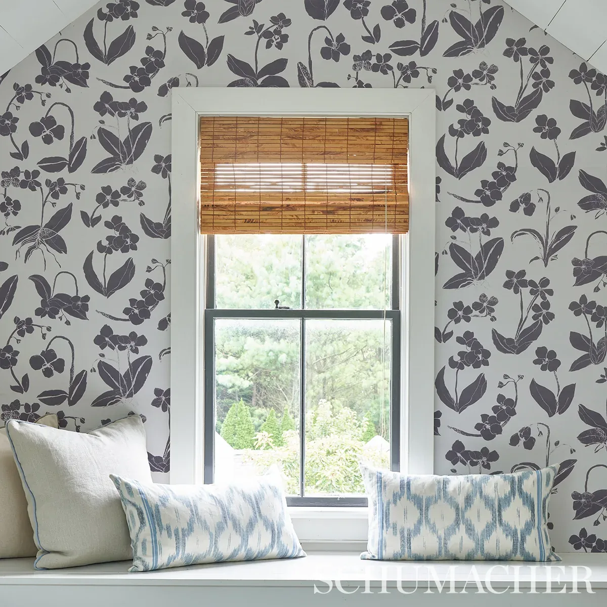ORCHIDS HAVE DREAMS - SOFT BLACK Schumacher Wallpaper | Wall ORCHIDS HAVE DREAMS SOFT BLACK Schumacher Wallpaper wallpaper - SKU 5014100