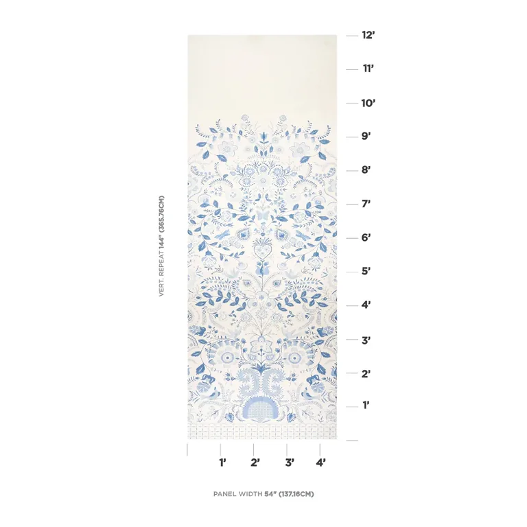 Schumacher ORLA PANEL wallpaper, color BLUE, SKU 5012151