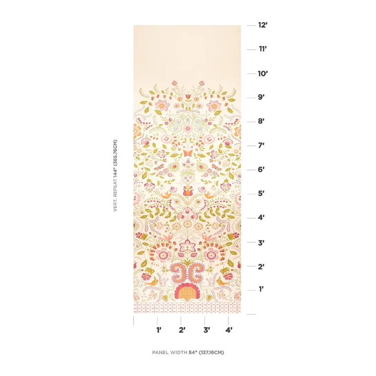 Schumacher ORLA PANEL wallpaper, color MAGENTA, SKU 5012150
