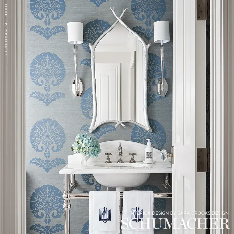 OTTOMAN FLOWER SISAL MINERAL Schumacher Wallpaper wallpaper - SKU 5008211
