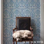 PAISLEY COURT - BLUE Schumacher Wallpaper | Wallpaper Twins PAISLEY COURT BLUE Schumacher Wallpaper wallpaper - SKU 5012270