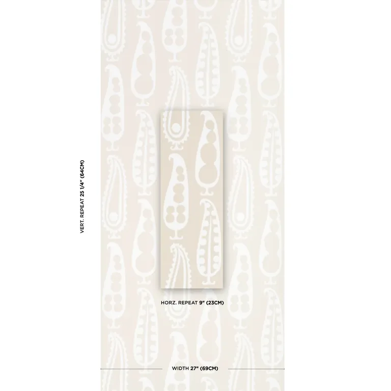 Schumacher PAISLEY PEAS wallpaper, color NATURAL, SKU 5015382