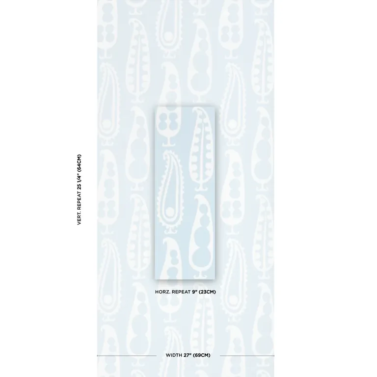 Schumacher PAISLEY PEAS wallpaper, color SKY, SKU 5015380