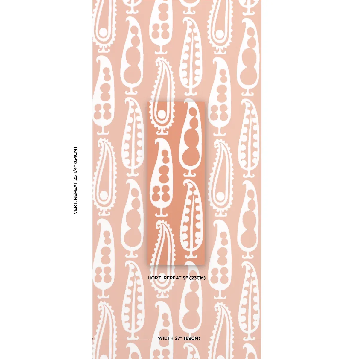 PAISLEY PEAS - TERRACOTTA Schumacher Wallpaper | Wallpaper T PAISLEY PEAS TERRACOTTA Schumacher Wallpaper wallpaper - SKU 5015383
