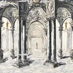 PALAZZO 4 PANEL SET ANTIQUE BLUE Schumacher Wallpaper wallpaper - SKU 5018110
