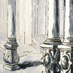 PALAZZO 4 PANEL SET ANTIQUE BLUE Schumacher Wallpaper wallpaper - SKU 5018110