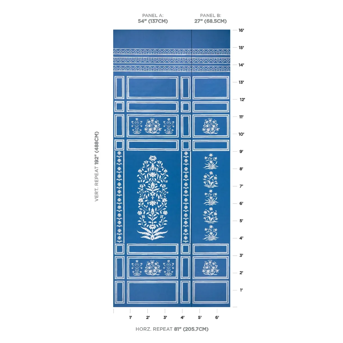 PALLADIO MUGHAL TWO PANEL SET BLUE Schumacher Wallpaper wallpaper - SKU 5016830