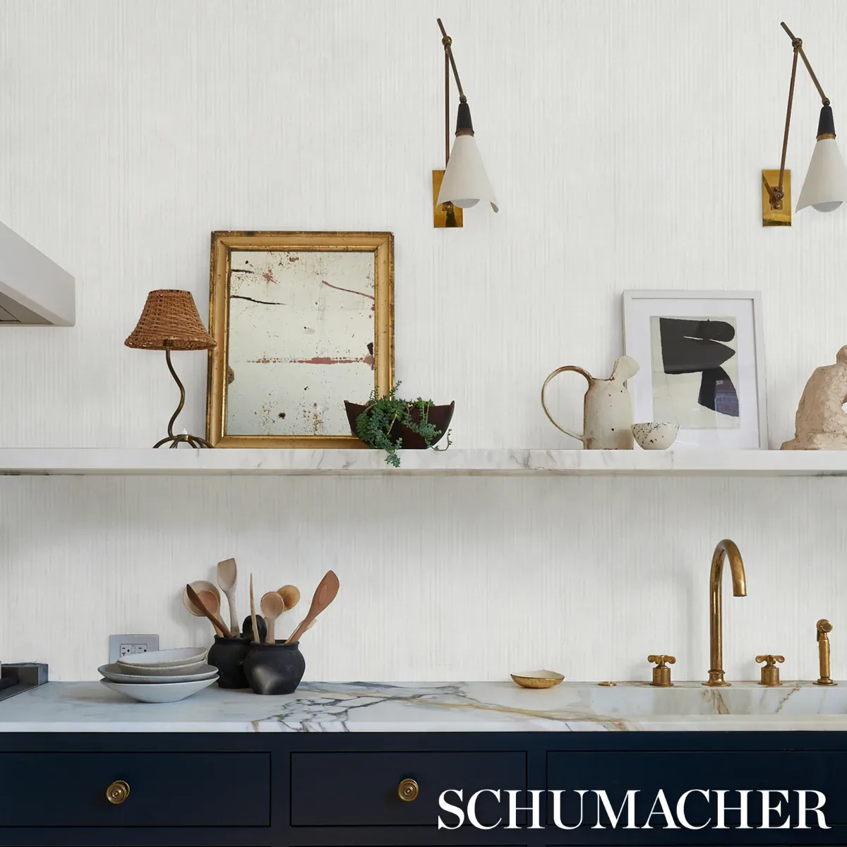 PAPER STRIPE WHITE Schumacher Wallpaper wallpaper - SKU 5012980