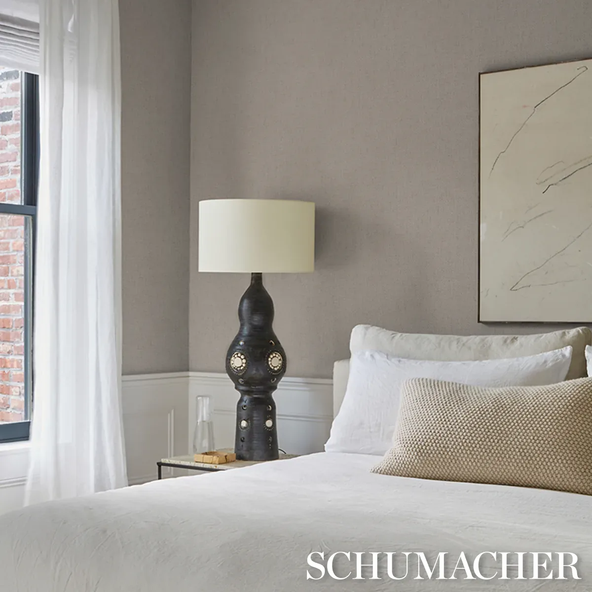 PAPERWEAVE VINYL DOVE Schumacher Wallpaper wallpaper - SKU 5017254