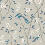PARADISE BIRDS TURQUOISE SHIMMER Schumacher Wallpaper wallpaper - SKU 6143