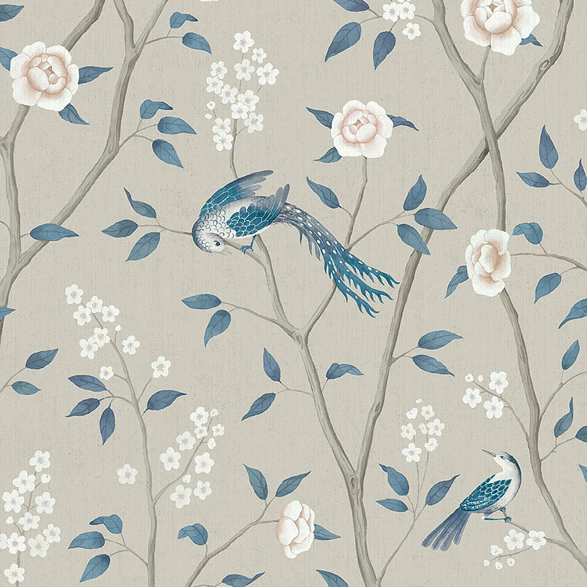 PARADISE BIRDS TURQUOISE SHIMMER Schumacher Wallpaper wallpaper - SKU 6143