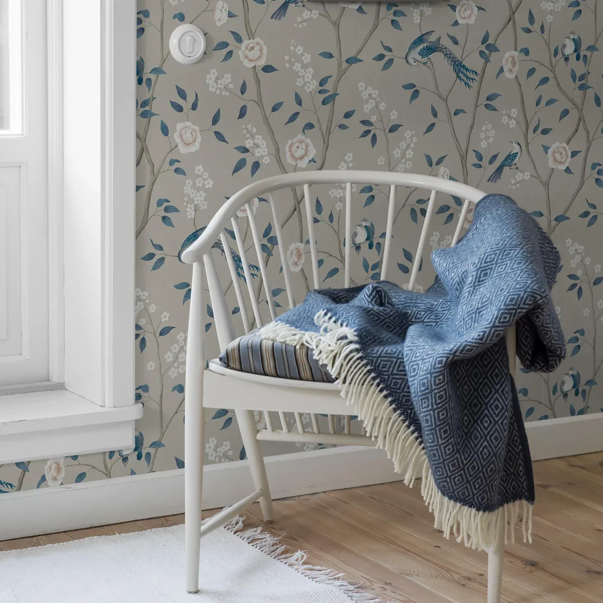 PARADISE BIRDS TURQUOISE SHIMMER Schumacher Wallpaper wallpaper - SKU 6143