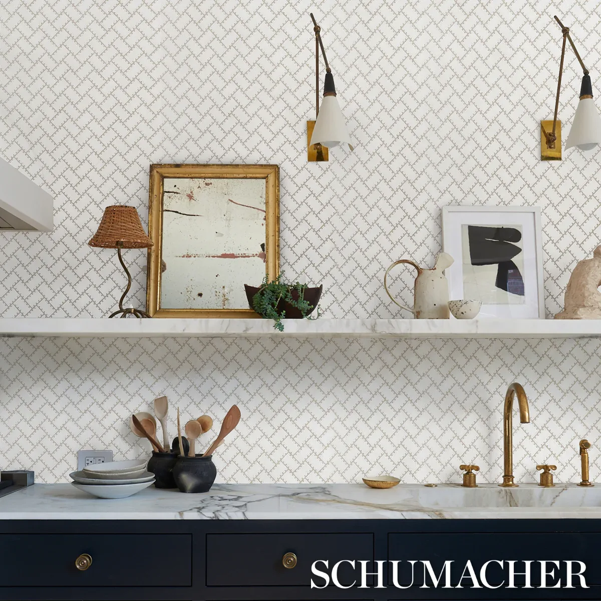 PARTERRE SILVER Schumacher Wallpaper wallpaper - SKU 5015081