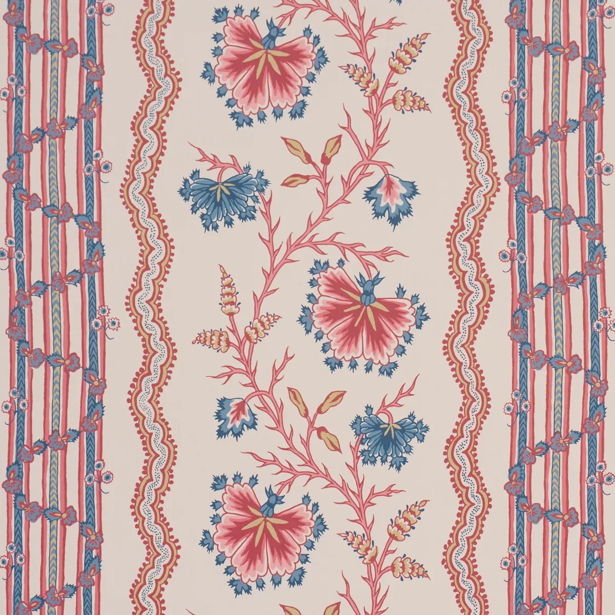 PARVATI FLORAL STRIPE VERMILION Schumacher Wallpaper wallpaper - SKU 5017331
