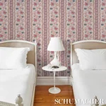 PARVATI FLORAL STRIPE VERMILION Schumacher Wallpaper wallpaper - SKU 5017331